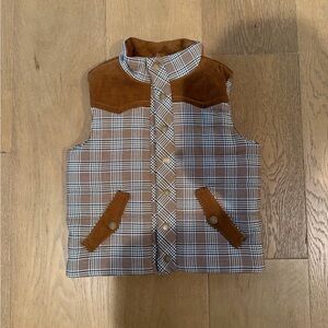 Janie and Jack Brown Plaid Kids Vest